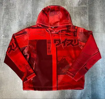 Y-3 그래픽 프린트 후드티 S/P 레드