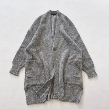 파드칼레 부클레 원 버튼 미들 니트 가디건 그레이