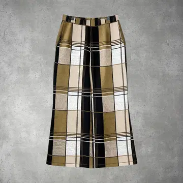 Paul Smith 린넨 코튼 체크 와이드 니트 팬츠