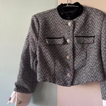 노카라 자켓 노카라 아우터 트위드