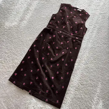 미사용 didizizi 쥐 댄서 자수 다크 브라운 코듀로이 드레스