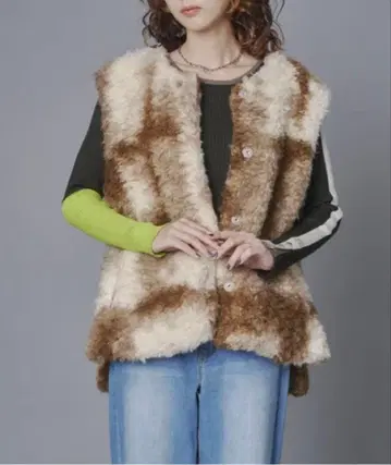 그라데이션 푸들 퍼 베스트