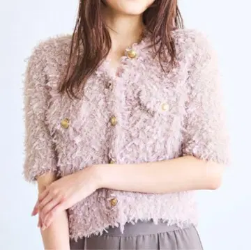 COCODEAL 튤 페더 얀 니트 가디건