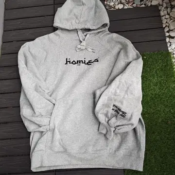 [ HOMIES ] 속기모 후드 부착 래글런 소매 후드티 그레이