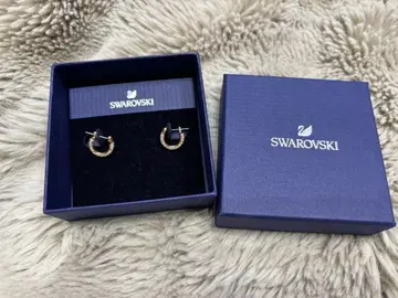 스와로브스키 핑크 골드 후프 귀걸이