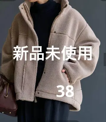 울 보아 스탠드 블루종 베이지 38