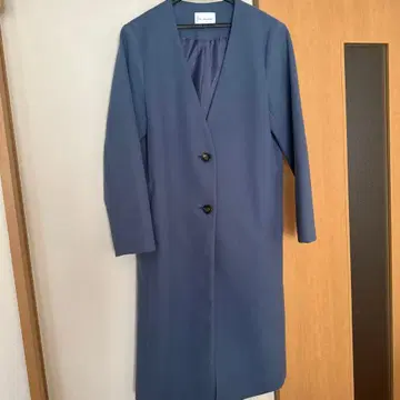 Honeys GLACIER 노카라 롱 코트 블루 L 사이즈