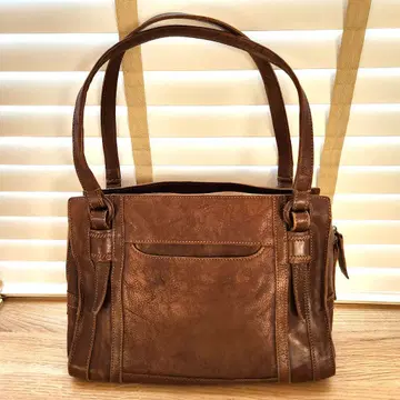 겐텐 토트백 브라운 천연 가죽 핸드백 숄더