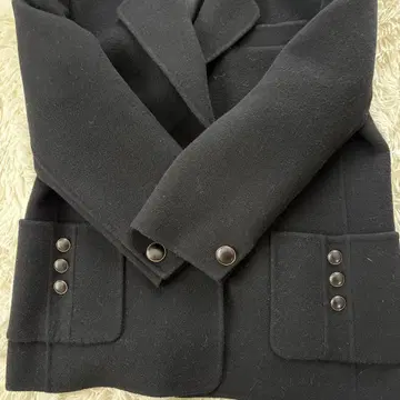 버튼이 귀여운 Leilian 블랙 블레이저 자켓 양모 & 캐시미어