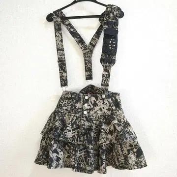 아르곤킨 플레어 스커트 서스펜더 포함 블랙 베이지