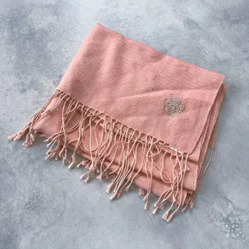 미사용 실크 캐시미어 스톨 핑크 카와베