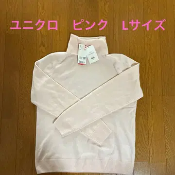 유니클로 100% 캐시미어 터틀넥 스웨터 L 핑크