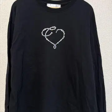 The virgins 하트 큐빅 긴팔 T셔츠 블랙