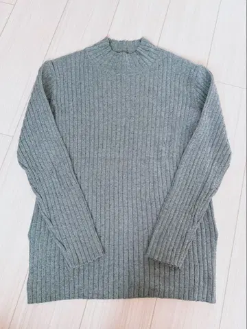 LECIELBLEU 그레이 리브 니트 긴팔 스웨터