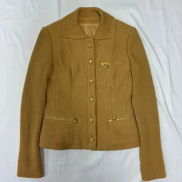 ROPE 로페 니트 자켓 리브 절개 테일러드 자켓 블루종