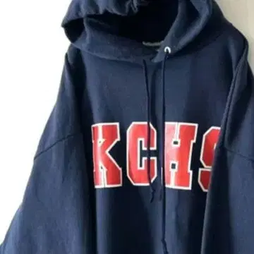 저지 KCHS 로고 맨투맨 후드티 XL 네이비 네이비 컬러 구제 의류