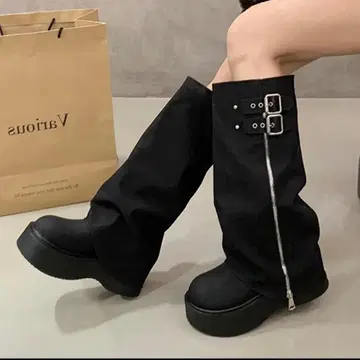 sibra 커버 롱 부츠 L 블랙 블랙