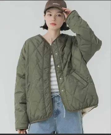 올리브 퀼팅 자켓