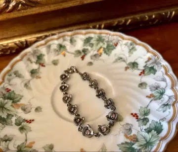 유럽 프랑스 앤티크 빈티지 장미 실버 꽃 팔찌