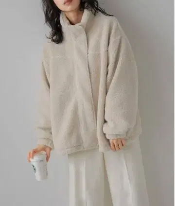 La-gemme 스탠드넥 보아 자켓 베이지 프리 사이즈