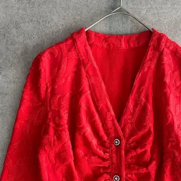 이타리야 이탈리아 (7) 디자인 가디건 펠트풍 자수 7부 소매 오렌지