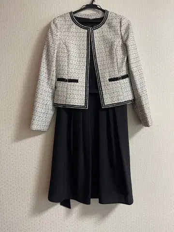 입학식 자켓 스커트 원피스 3종 세트 (화이트 블랙) 9호