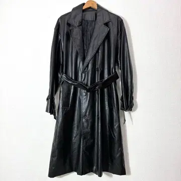 [새상품] 인조 가죽 롱 기장 남성용 트렌치코트 오버 사이즈 LL