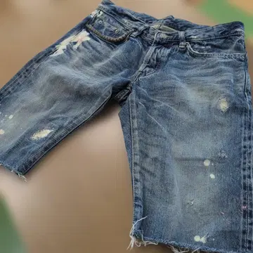 데미지 가공 인디고 블루 숏팬츠