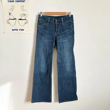 내추럴 뷰티 베이직 플레어 데님 팬츠 하이웨스트 슬림 레그 효과