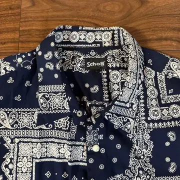 Schott 네이비 반다나 패턴 긴팔 셔츠 페이즐리 L 사이즈
