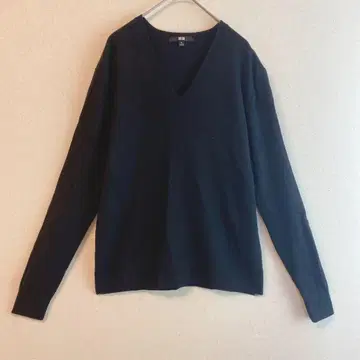 [유니클로] (XL) 캐시미어 100% V넥 니트 스웨터 검정 블랙