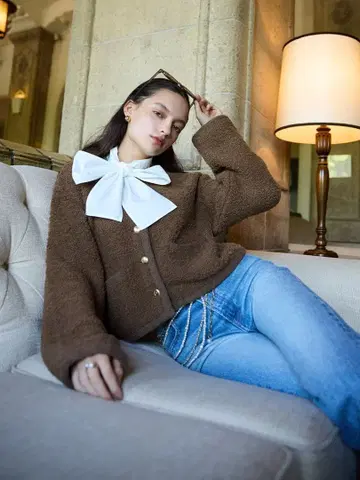 Eimy istoire 에이미 이스트 월 TEDDY KNIT JACKET