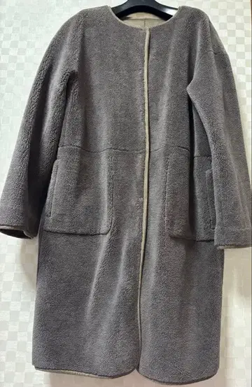 [ 새상품급 ] 브라운 플리스 자켓 포켓 부착 리버서블