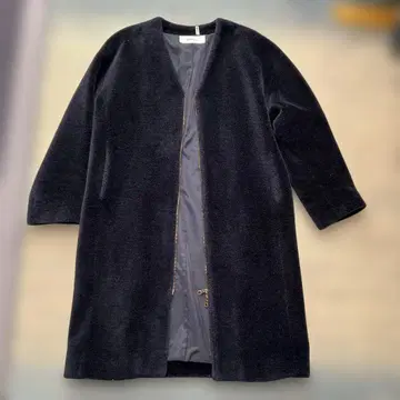 SOEJU 소주 울 보아 롱 코트 네이비 새상품급