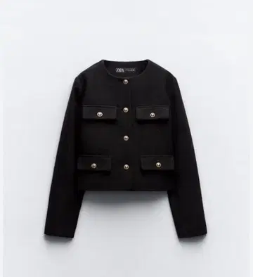 ZARA 플랩 크롭 블레이저 재킷 [ 네이비 ]