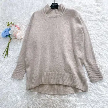 새상품급 Elura 엘르 캐시미어 혼방 하이넥 니트 베이지 L