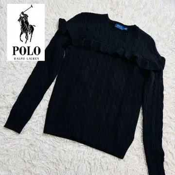 폴로 랄프로렌 프릴 케이블 니트 블랙 울 캐시미어