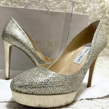 레어 지미추 펌프스 글리터 샴페인 38 반짝반짝 24.5