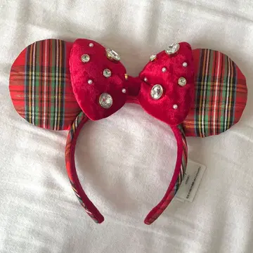상하이 디즈니 체크 미니 머리띠