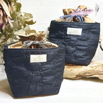 고양이 패턴 퀼팅 복조리 숄더백 ( 그레이 끈 )