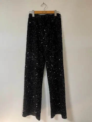 스팽글 블랙 와이드 팬츠 CHUCLLA 이지 팬츠