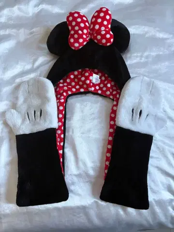 디즈니 리조트 겨울 미니 팬캡 장갑 모자