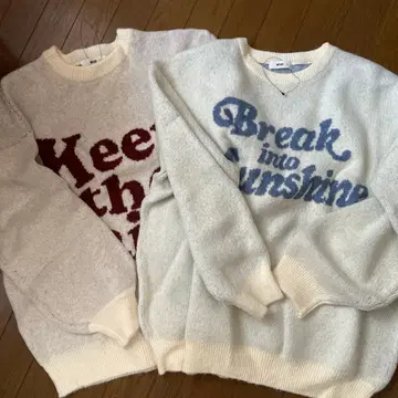 WEGO 긴팔 니트 스웨터 문자 포함