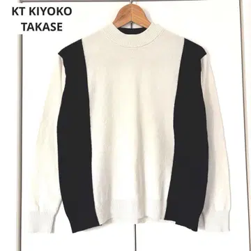 [키요코 타카세] 니트 스웨터 울100 까끌거리지 않는 부드러움 바이컬러