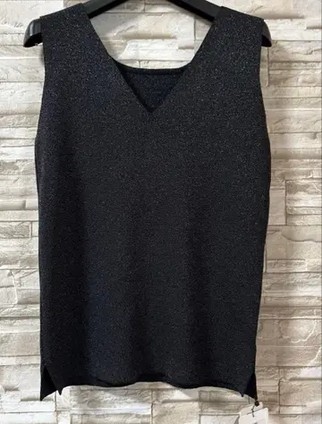 크로셰 탱크탑 슬리브리스 블랙 라메 미사용 새상품