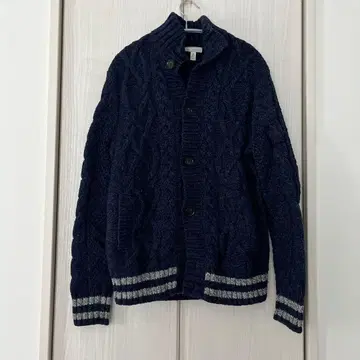 네이비 케이블 짜임 가디건