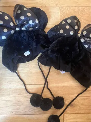 미니 마우스 팬캡 귀도리 모자 블랙