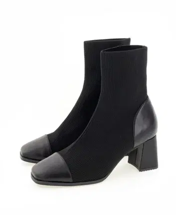 RANDA 스트레치 청키힐 니트 부츠 블랙 L