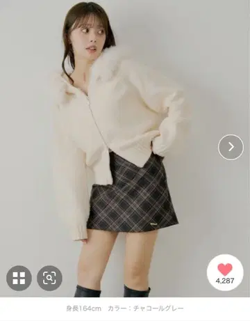 Chico 2way 레이어드 체크 박스 타이트 미니 스커트