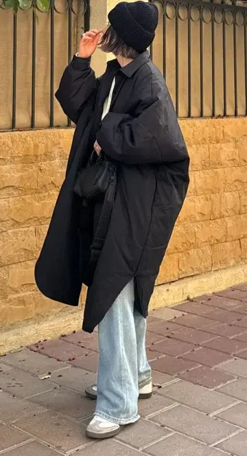 블랙 오버 사이즈 롱 코트